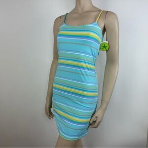 Swim Coverup Dress Small Medium Lycra Womens Chicaboom Deco Blue Beach NWT